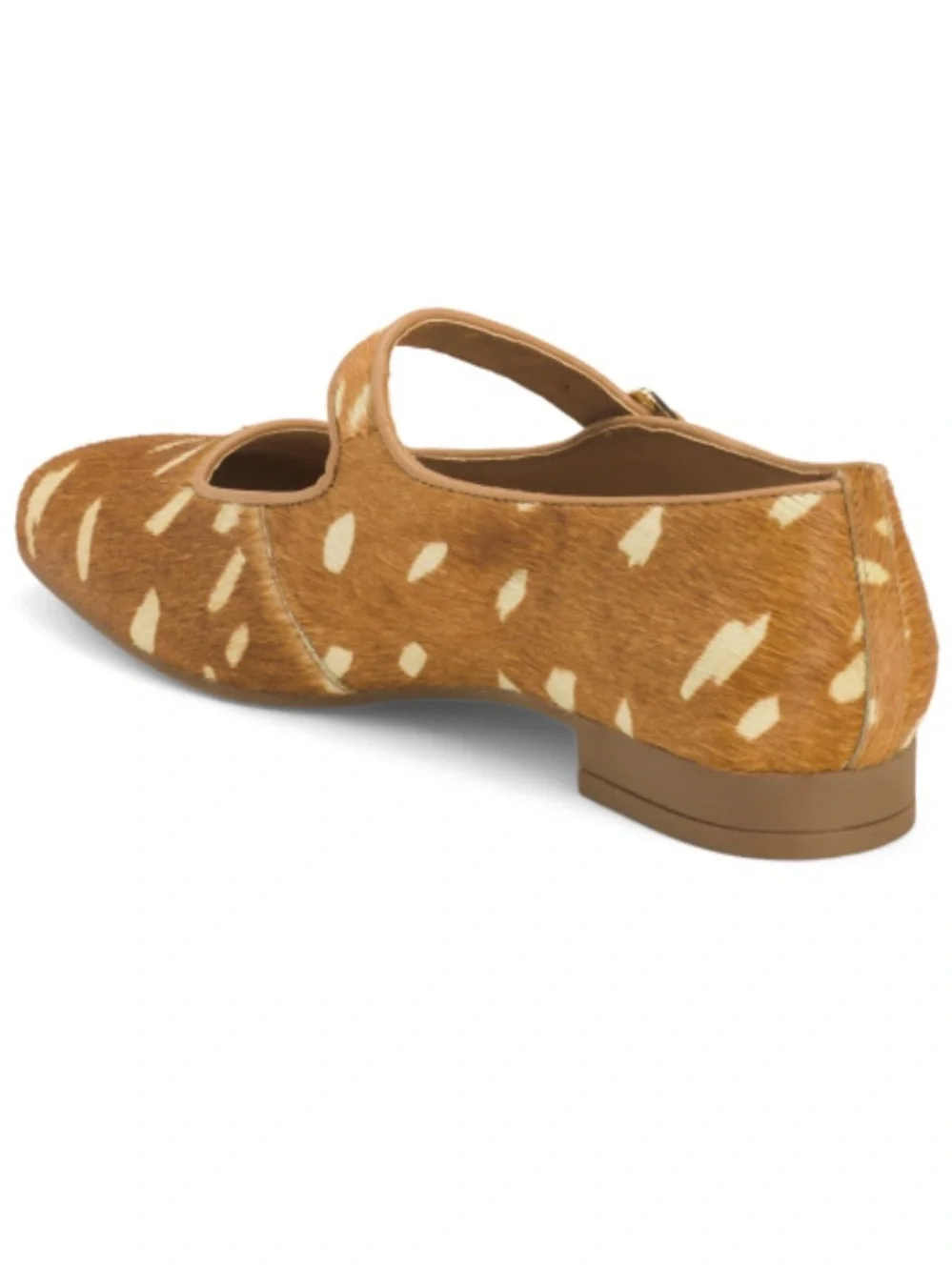 Allonsi  Mary Jane Flats in Light Brown Spotted Haircalf